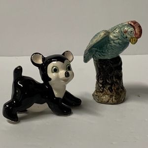 Panda and Parrot Vintage Figurines Set Made in Japan Lot of‎ 2